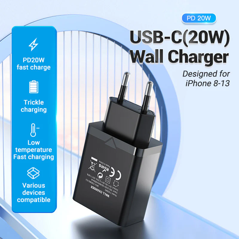 Vention 1-Port USB-C Wall Charger 20W EU-Plug - Image 3