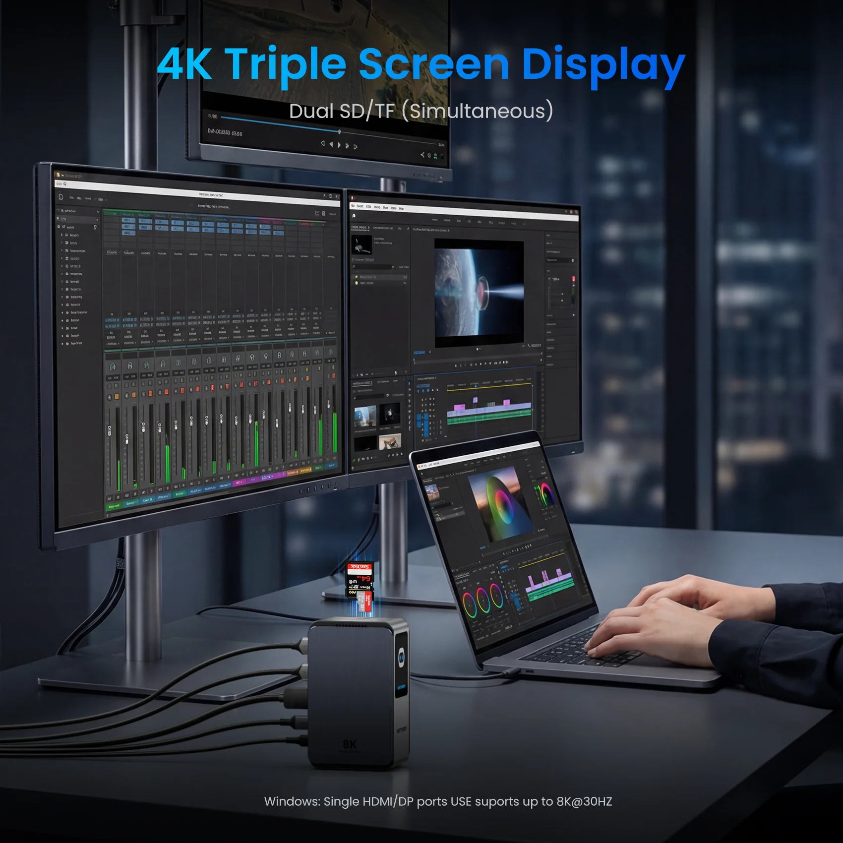 13-in-1 USB-C 8K Vertical Docking Station with Digital Display - Image 8