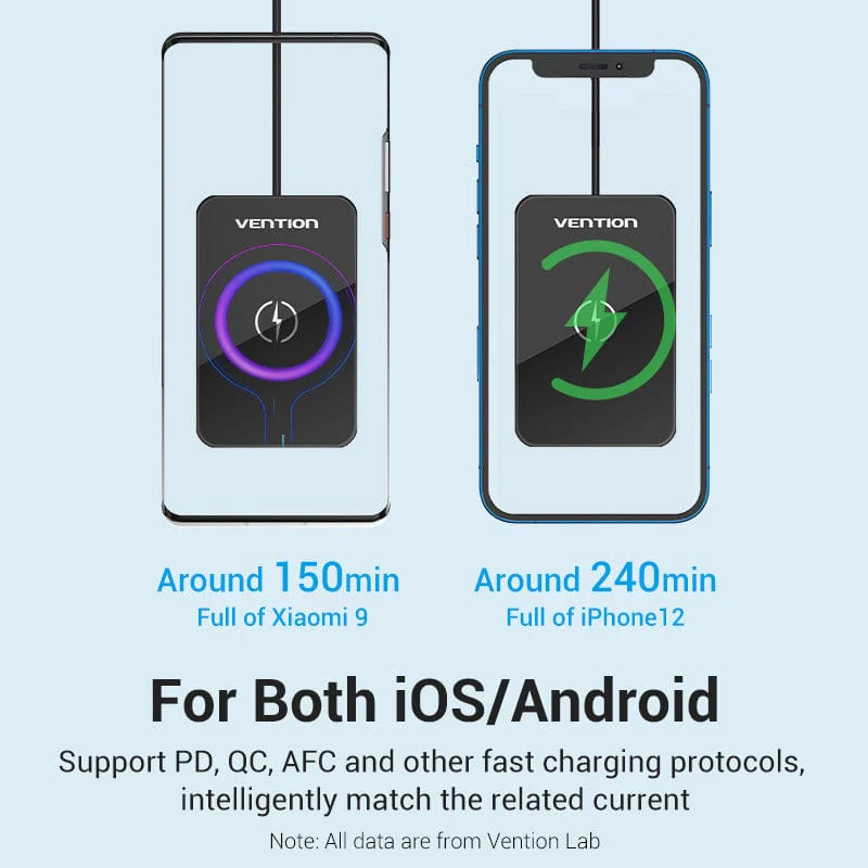 Vention Wireless Charger 15W Ultra-thin Mirrored Surface Type 0.05M Black - Image 6