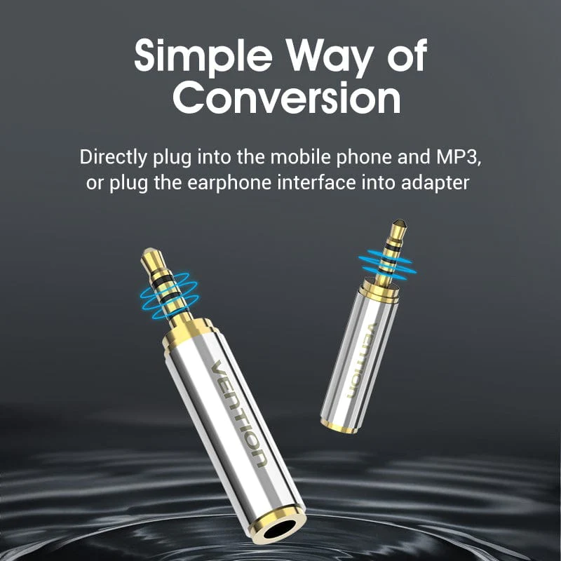 Vention 2.5mm Male to 3.5mm Female Audio Adapter Silvery Metal Type - Image 3