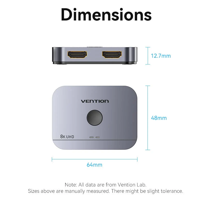 Vention 2-Port Bi-Directional 8K HDMI™ Switcher Gray Aluminium Alloy Type - Image 20