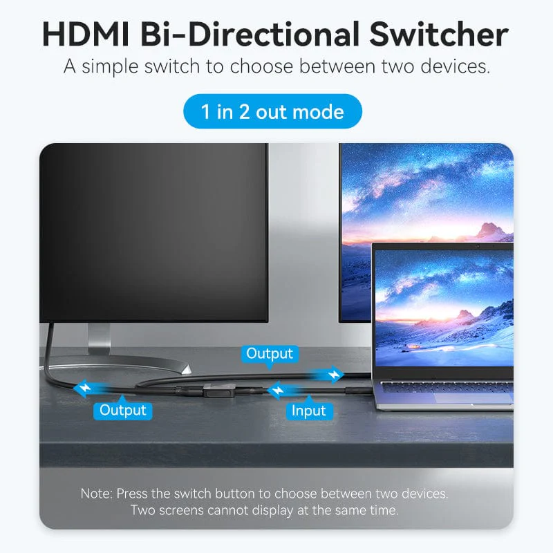 Vention 2-Port HDMI™ Bi-Direction 4K Switcher Black ABS Type - Image 4