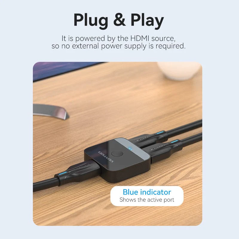 Vention 2-Port HDMI™ Bi-Direction 4K Switcher Black ABS Type - Image 8