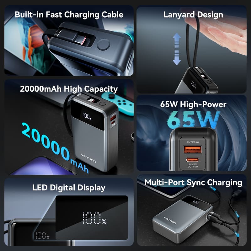 Vention 20000mAh Power Bank 65W - Image 3