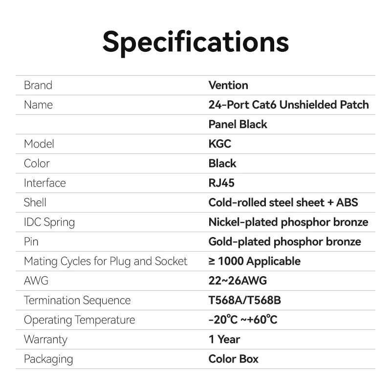 Vention 24-port Cat6 Unshielded Patch Panel - Image 4