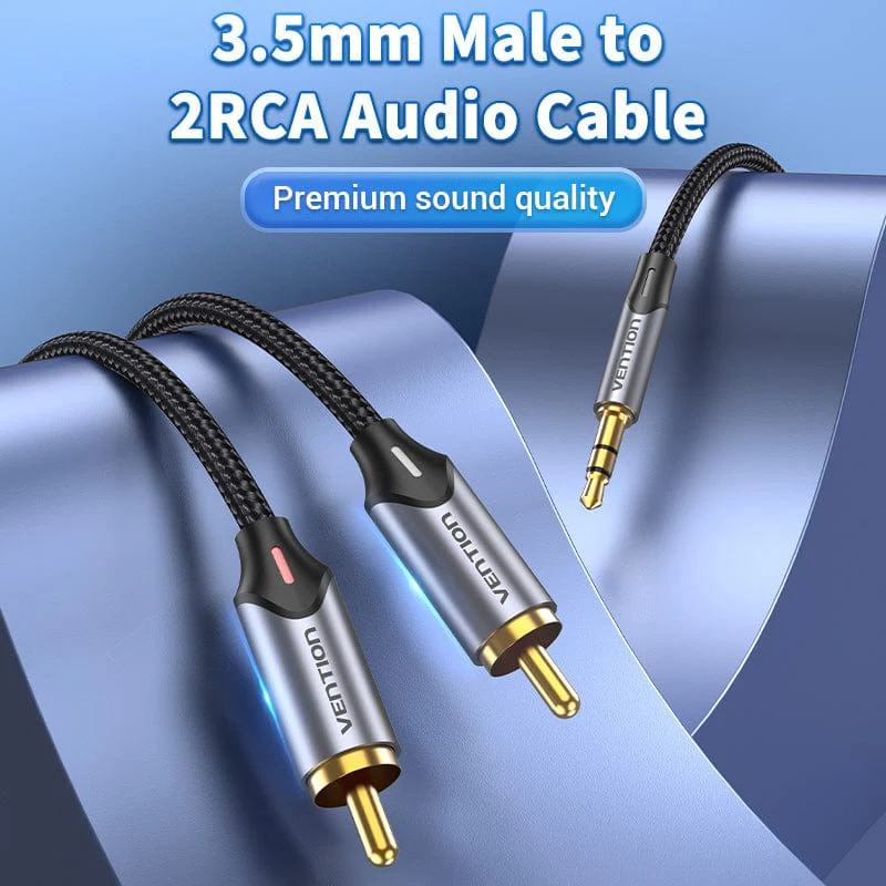 Vention 3.5MM Male to 2-Male RCA Adapter Cable Aluminum Alloy Type - Image 4