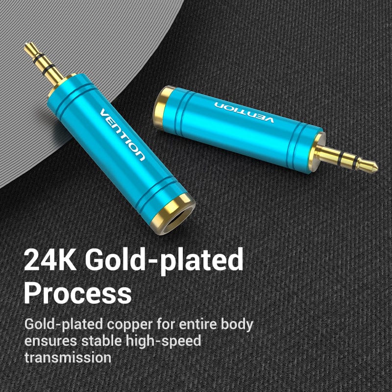 Vention 3.5mm Male to 6.35mm Female Audio Adapter Blue Aluminum Alloy Type - Image 3