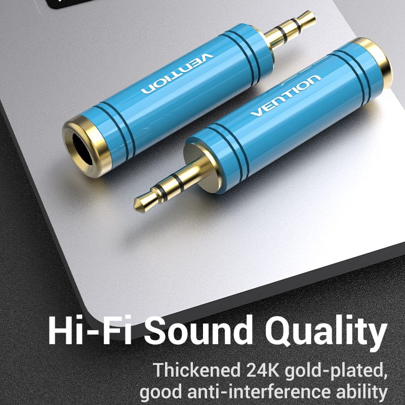 Vention 3.5mm Male to 6.35mm Female Audio Adapter Blue Aluminum Alloy Type - Image 4
