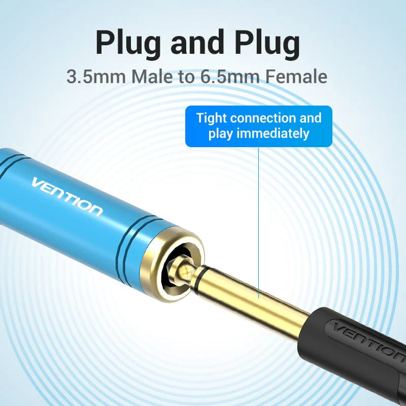 Vention 3.5mm Male to 6.35mm Female Audio Adapter Blue Aluminum Alloy Type - Image 5