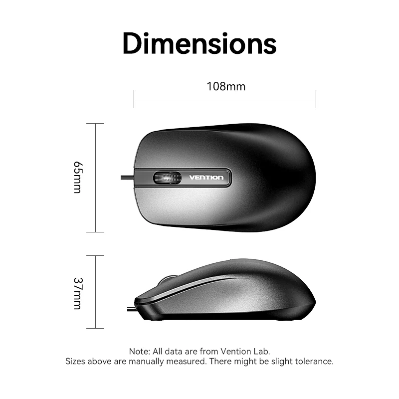 Vention 3-Button USB Wired Computer Mouse 1.5M Black - Image 12