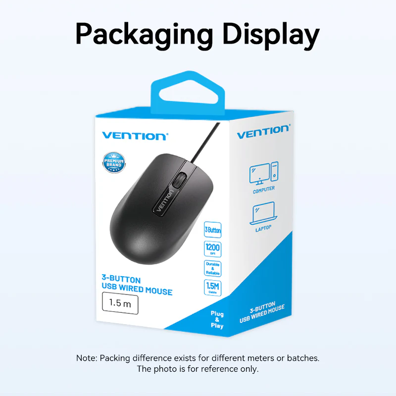 Vention 3-Button USB Wired Computer Mouse 1.5M Black - Image 13