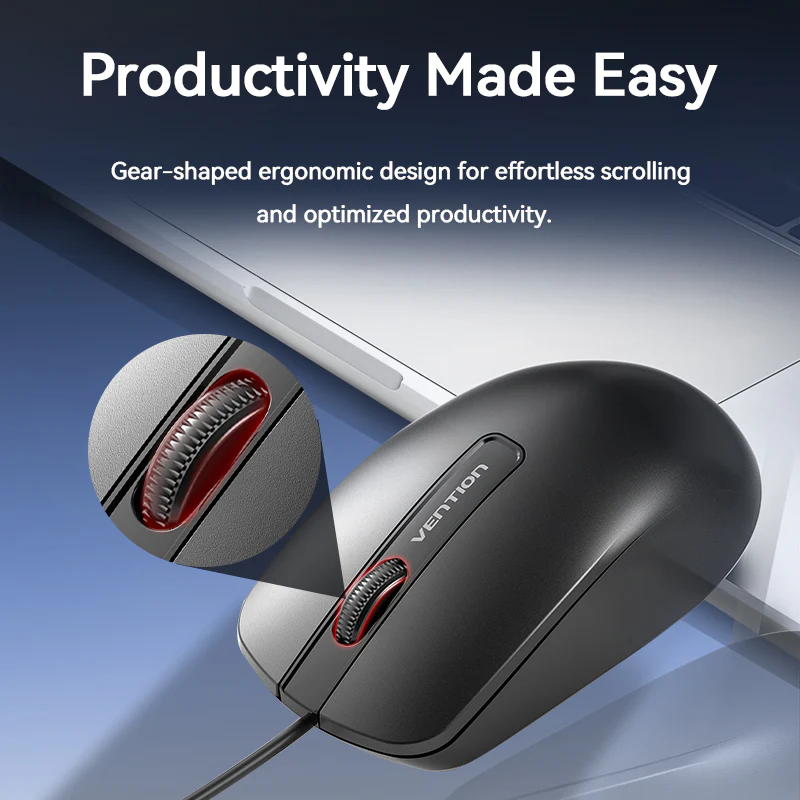 Vention 3-Button USB Wired Computer Mouse 1.5M Black - Image 8