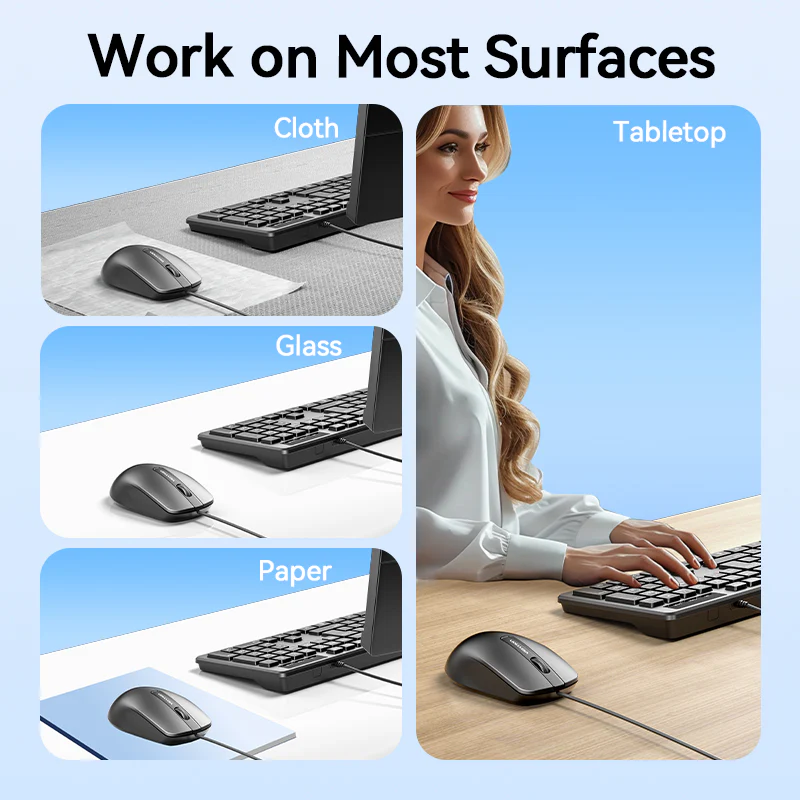 Vention 3-Button USB Wired Computer Mouse 1.5M Black - Image 9
