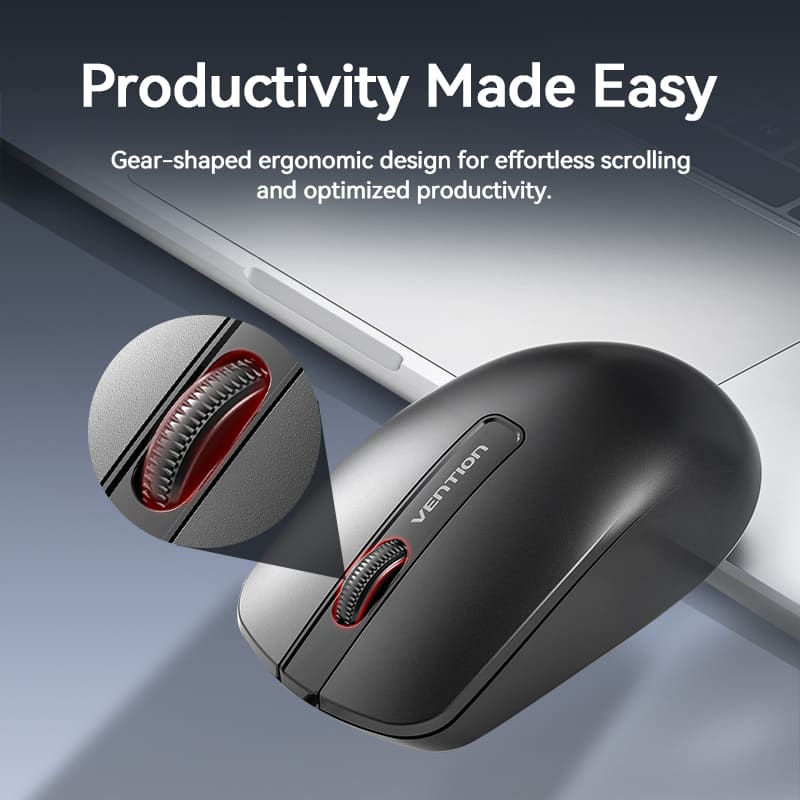 Vention 3-Button Wireless Computer Mouse with USB Receiver Black - Image 10