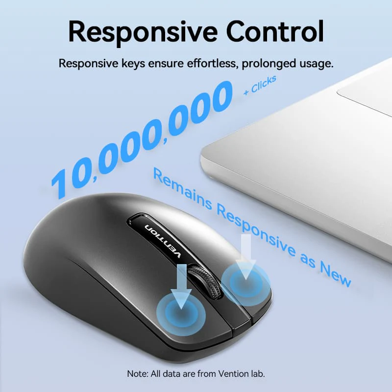 Vention 3-Button Wireless Computer Mouse with USB Receiver Black - Image 6