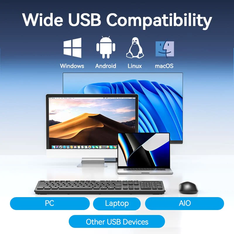 Vention 3-Button Wireless Computer Mouse with USB Receiver Black - Image 7