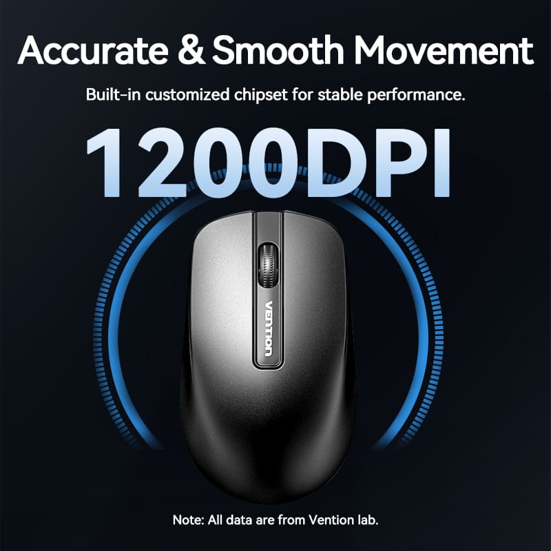 Vention 3-Button Wireless Computer Mouse with USB Receiver Black - Image 9