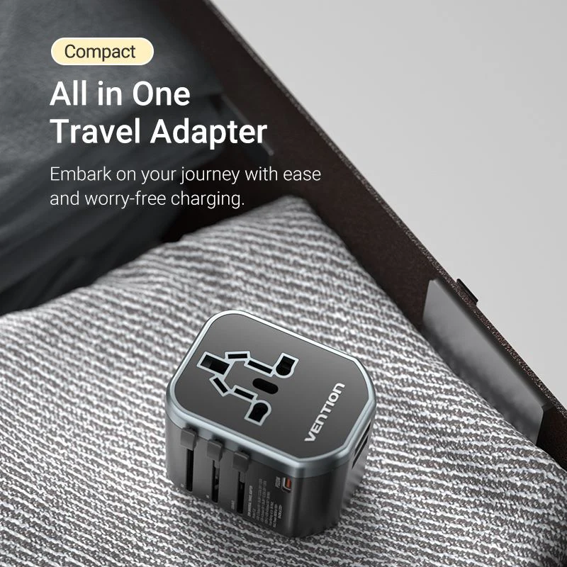 Vention 3-Port USB (C+C+A) Universal Travel Adapter (20W/18W/18W) - Image 10