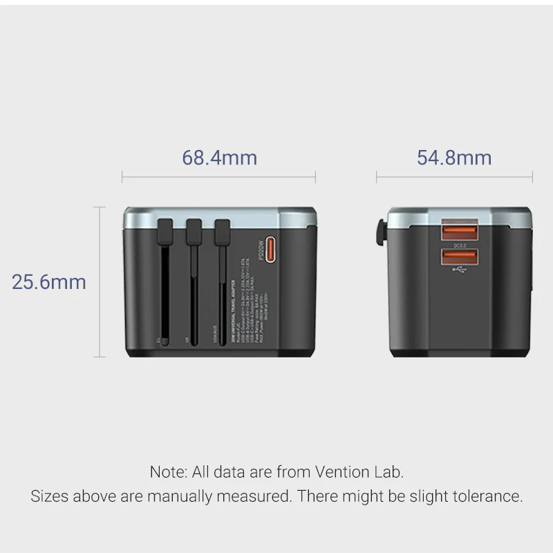 Vention 3-Port USB (C+C+A) Universal Travel Adapter (20W/18W/18W) - Image 12