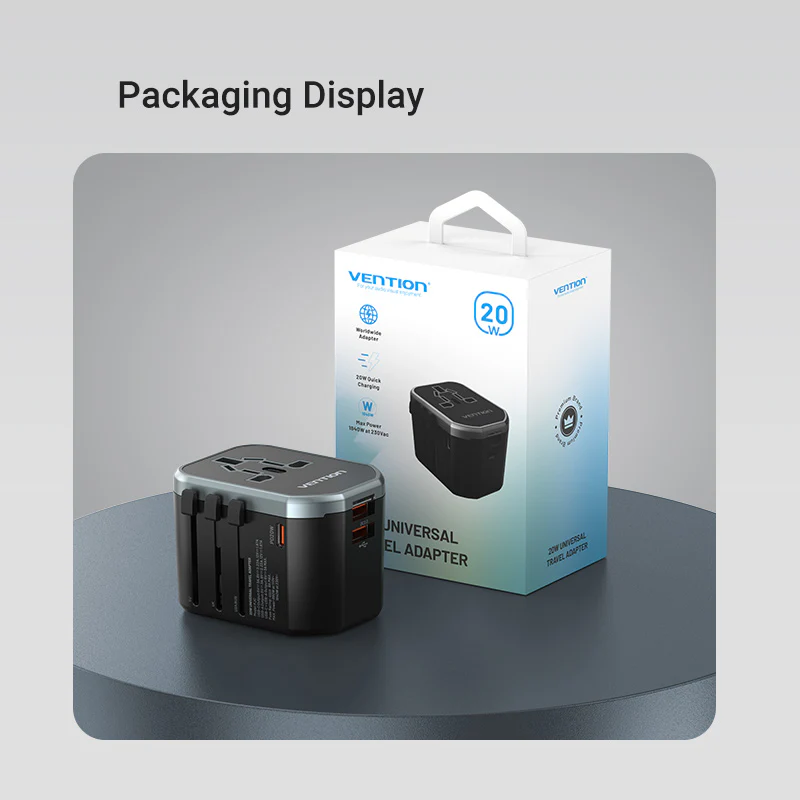 Vention 3-Port USB (C+C+A) Universal Travel Adapter (20W/18W/18W) - Image 13