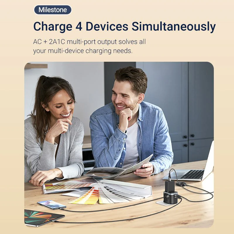 Vention 3-Port USB (C+C+A) Universal Travel Adapter (20W/18W/18W) - Image 5