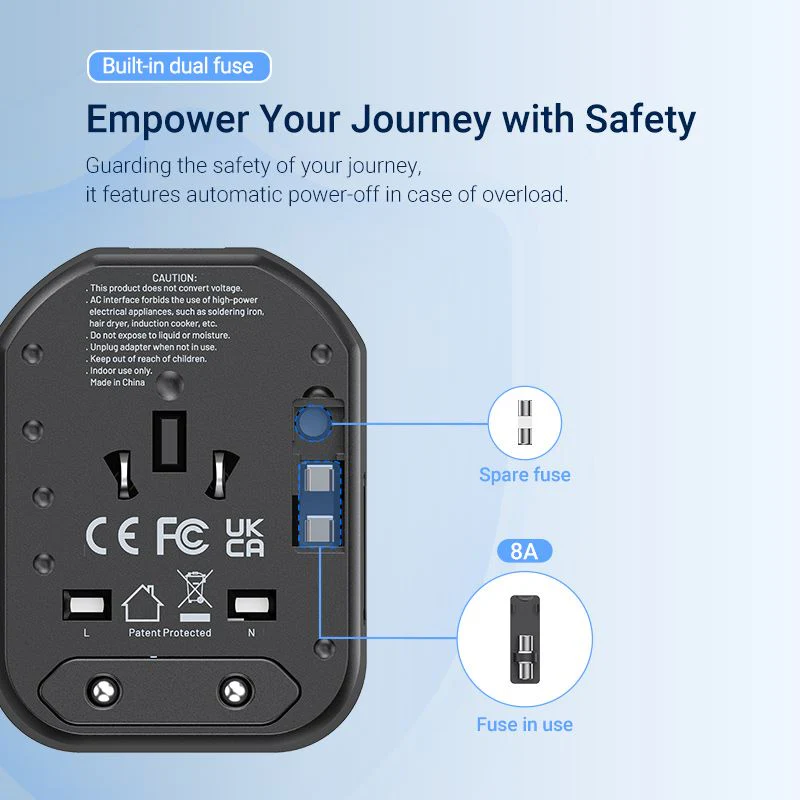 Vention 3-Port USB (C+C+A) Universal Travel Adapter (20W/18W/18W) - Image 9