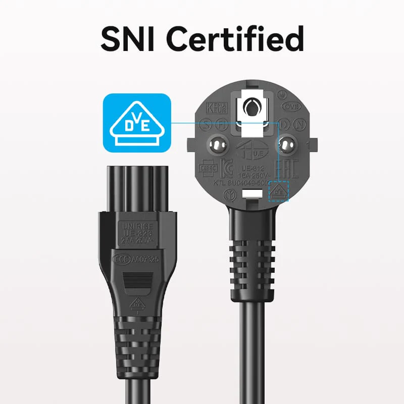 3-Prong Power Cord 1.8M C5 Connector EU Plug - Image 3