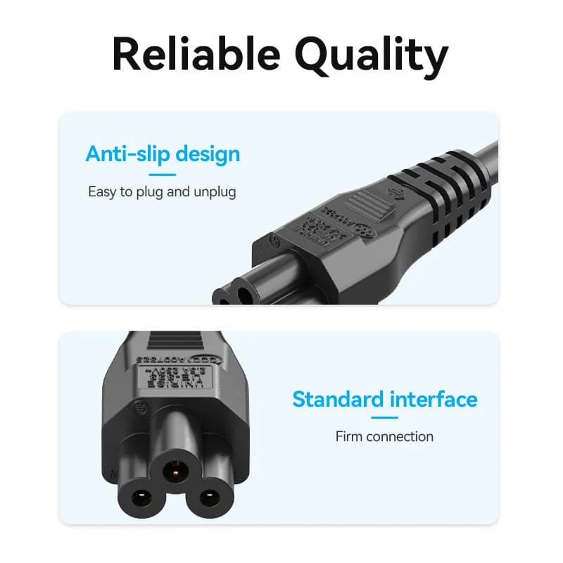 3-Prong Power Cord 1.8M C5 Connector EU Plug - Image 7