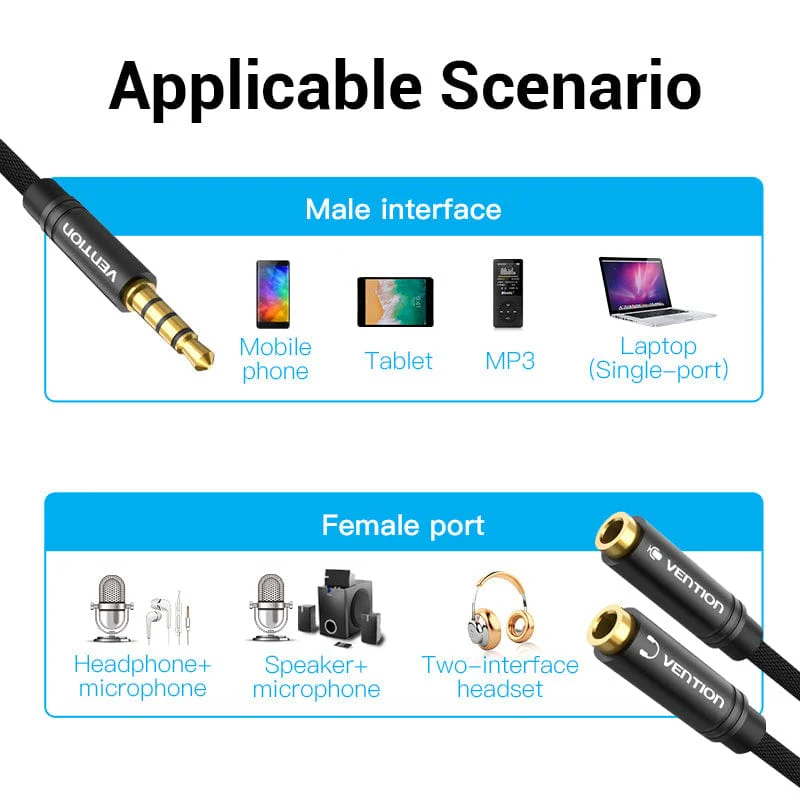 Vention 4 Pole 3.5mm Audio Splitter Cable - Image 3