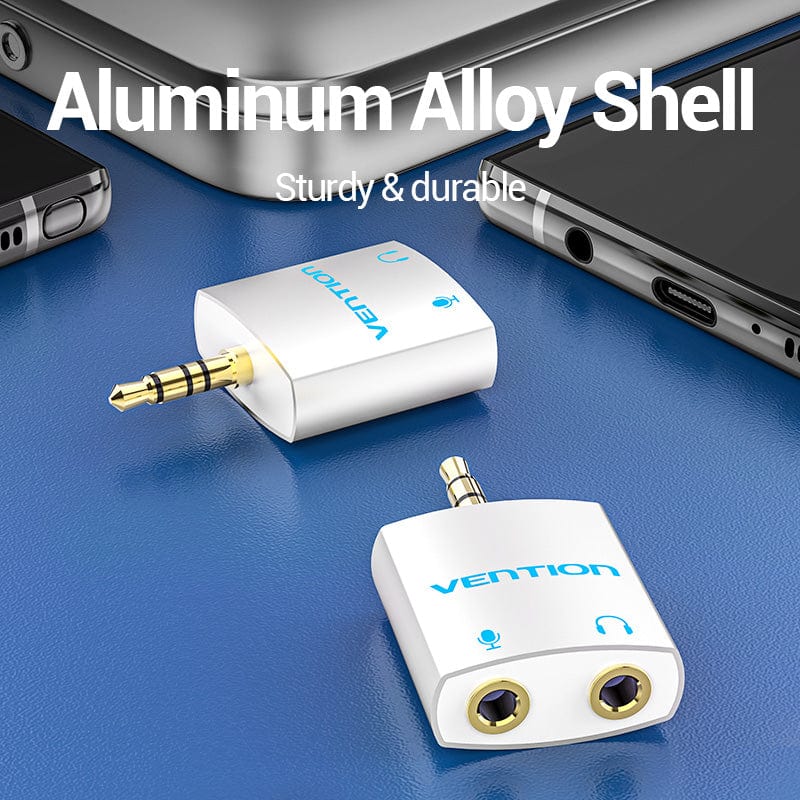 Vention 4 Pole 3.5mm Male to 2*3.5mm Female Audio Adapter Silvery Metal Type - Image 3