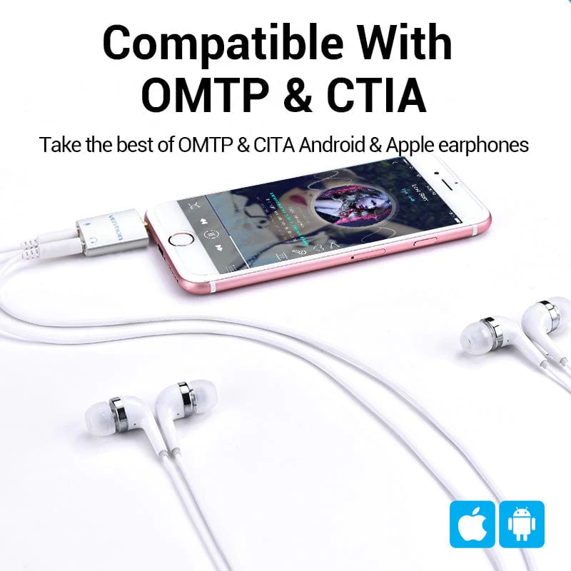 Vention 4 Pole 3.5mm Male to 2*3.5mm Female Audio Adapter Silvery Metal Type - Image 5