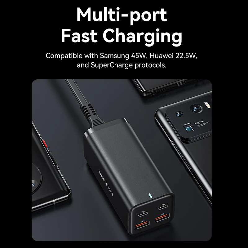 Vention 4-Port USB (C+C+A+A) GaN Charger (100W/100W/18W/18W) EU-Plug - Image 14