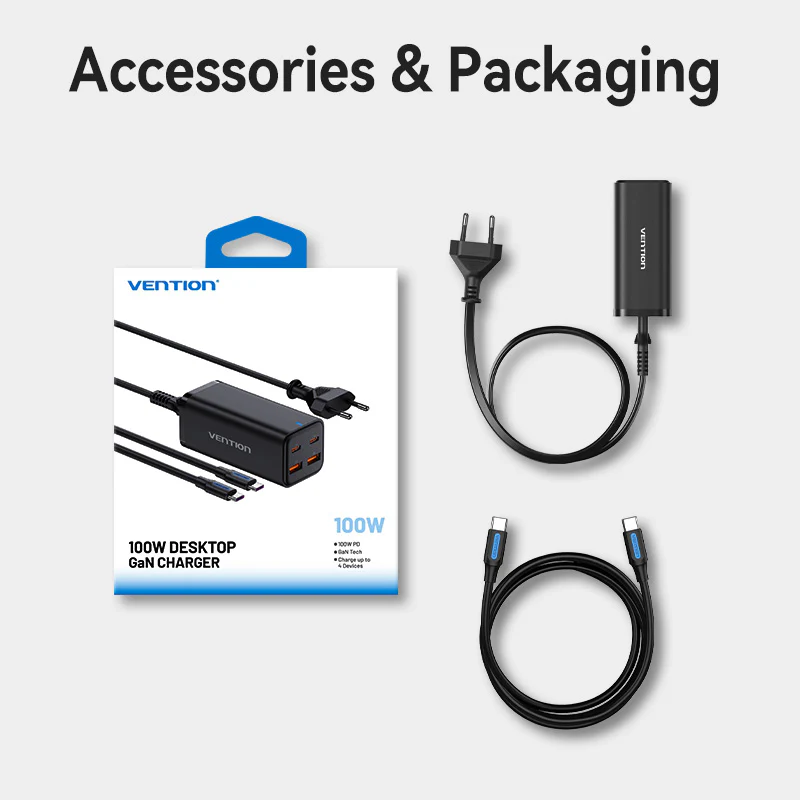 Vention 4-Port USB (C+C+A+A) GaN Charger (100W/100W/18W/18W) EU-Plug - Image 17