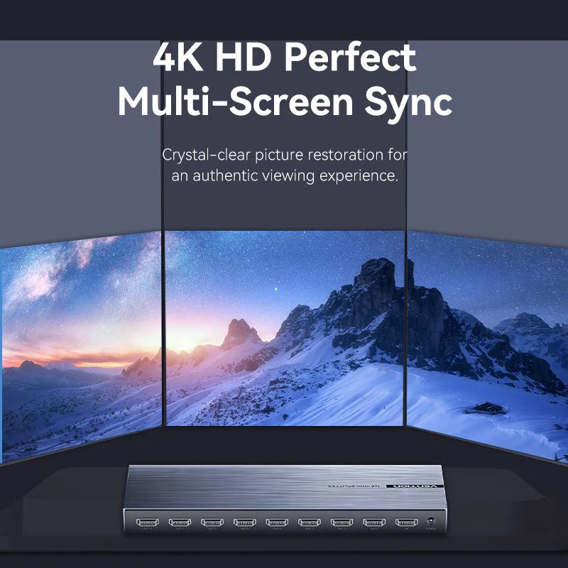 Vention 4K 1x8 HDMI™ Splitter Black Aluminum Alloy Type EU Standard - Image 6
