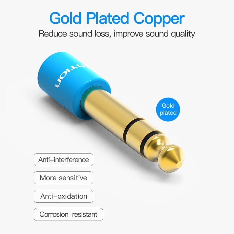 Vention 6.35mm Male to 3.5mm Female Audio Adapter Blue Aluminum Alloy Type - Image 3