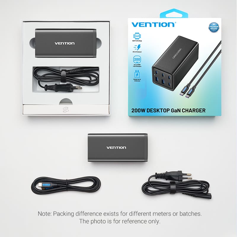 Vention 6-Port USB (C+C+C+C +A+A) Desktop GaN Charger (140W/140W/45W/20W/18W/18W) Plug - Image 15