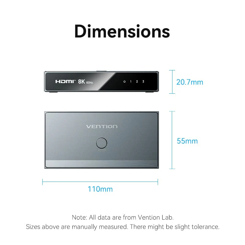 Vention 3 In 1 Out 8K HDMI™ Switcher Gray Aluminium Alloy Type - Image 16