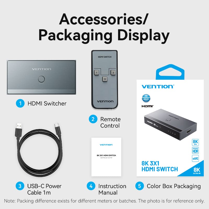 Vention 3 In 1 Out 8K HDMI™ Switcher Gray Aluminium Alloy Type - Image 17