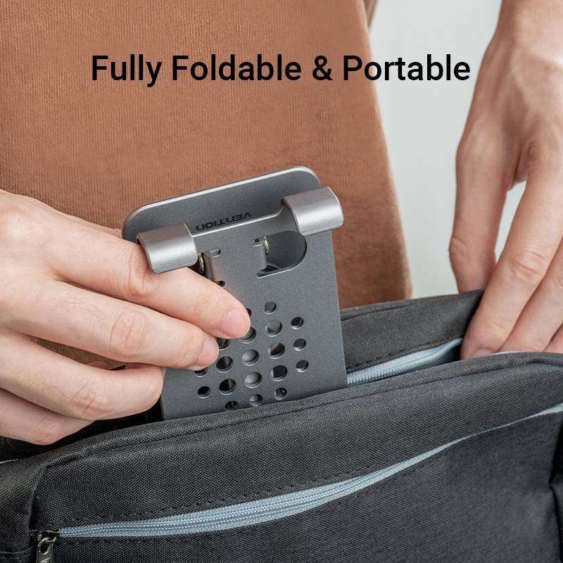 Vention Articulating Desk Phone Stand with 360° Rotatable Base Gray Aluminium Alloy Type - Image 10
