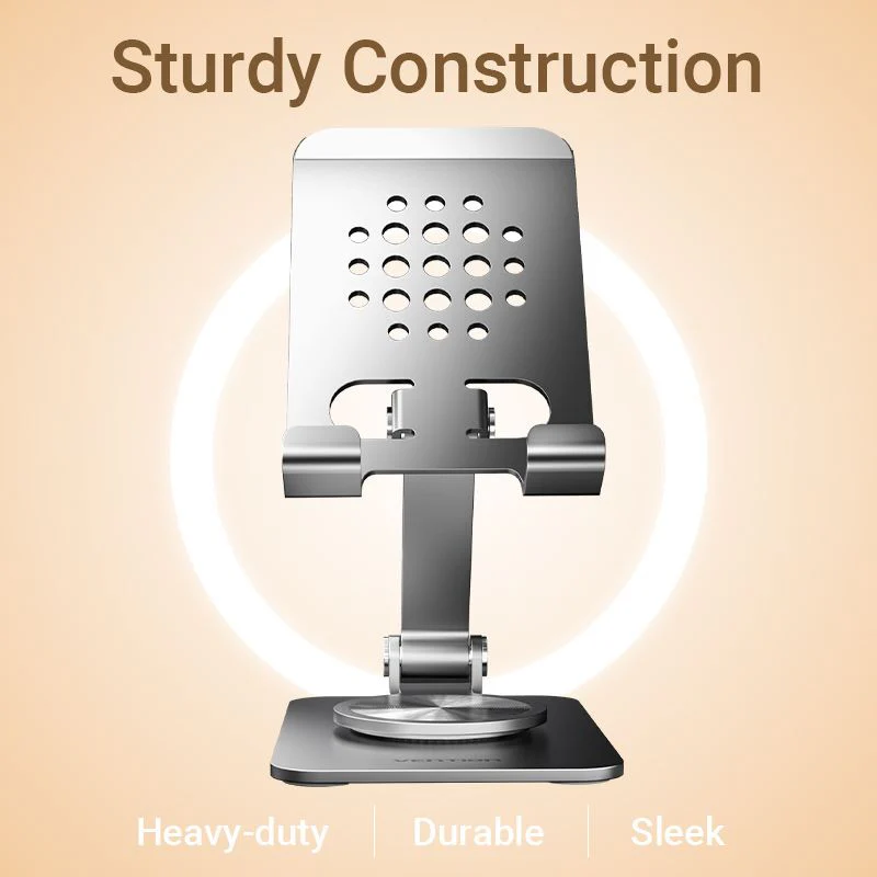 Vention Articulating Desk Phone Stand with 360° Rotatable Base Gray Aluminium Alloy Type - Image 7
