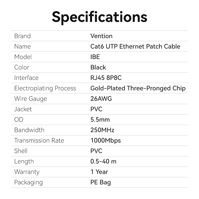 Vention Cat.6 UTP Patch Cable Black - Image 11
