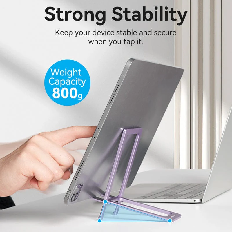 Vention Portable Cell Phone Stand Holder for Desk Aluminum Alloy Type Gray - Image 3