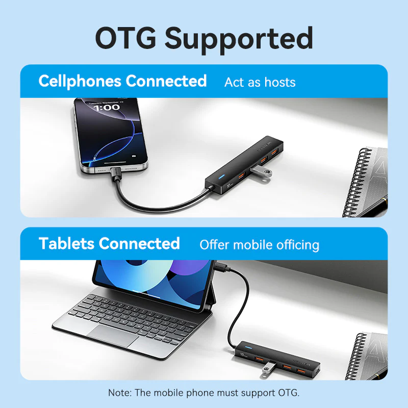 Vention USB-C to USB 3.2 Gen 2 Type-A x 4/PD 10G Hub 0.15M Black - Image 8