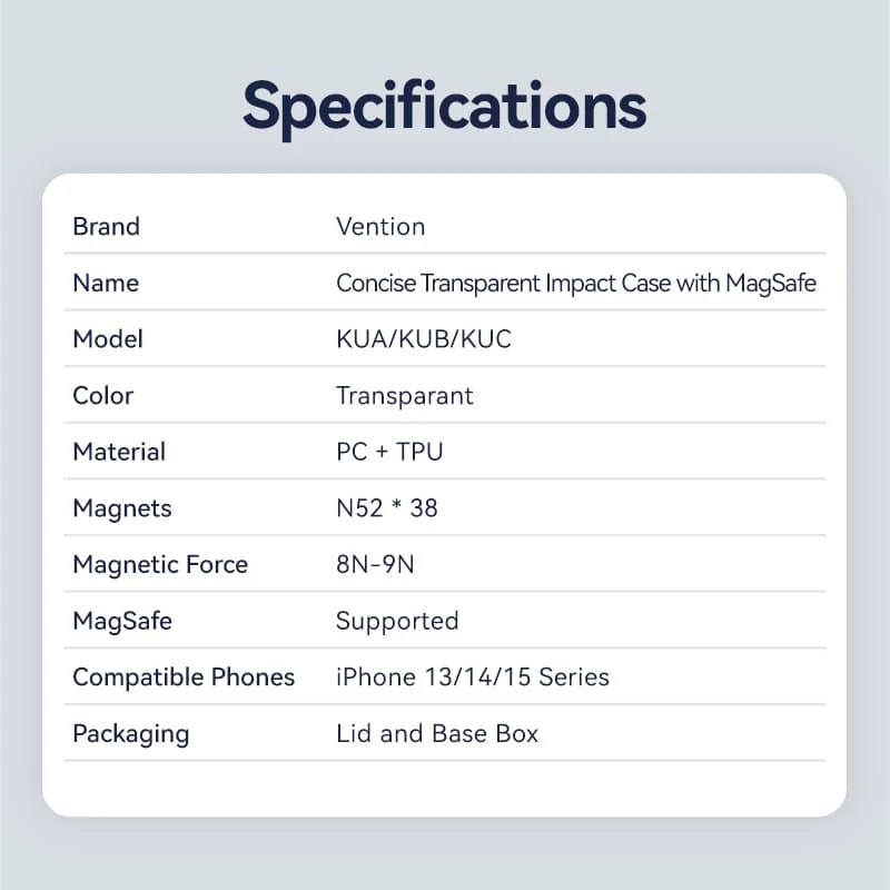 Vention Concise Impact Case for iPhone 13 with MagSafe Transparent - Image 13