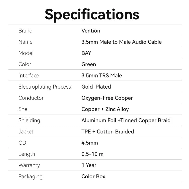 Vention 3.5mm Male to Male Audio Cable - Image 8