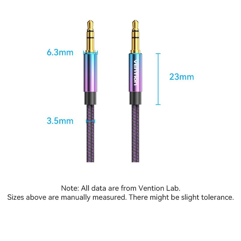 Vention Cotton Braided 3.5mm Male to Male Audio Cable 0.5/1/1.5/2/3/5M Purple Aluminum Alloy Type - Image 12