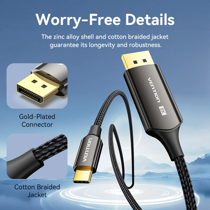 Vention 8K Bi-Directional USB-C to DisplayPort Cable - Image 10