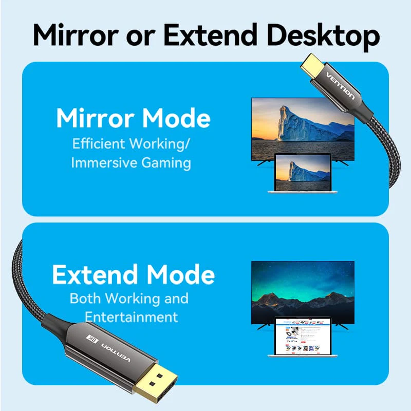 Vention 8K Bi-Directional USB-C to DisplayPort Cable - Image 12