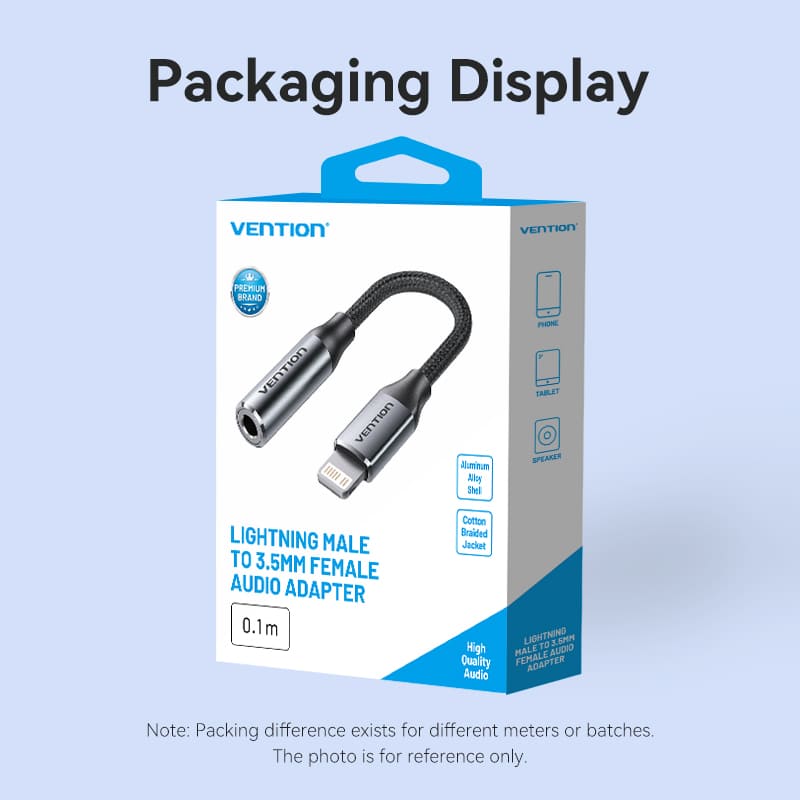 Vention Cotton Braided Lightning Male to 3.5MM Earphone Jack Adapter Aluminum Alloy Type - Image 16