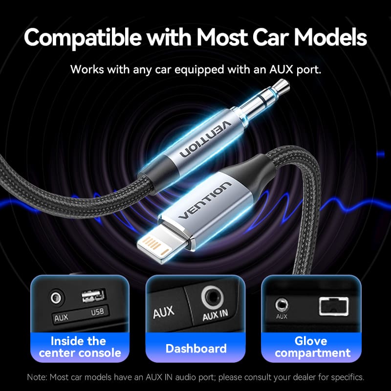 Vention Cotton Braided Lightning Male to 3.5MM Male Cable Aluminum Alloy Type - Image 7